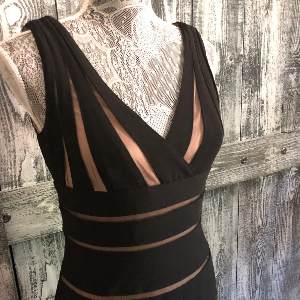 Black Cutout Cache Mermaid Gown Dress Sz 8 NWOT